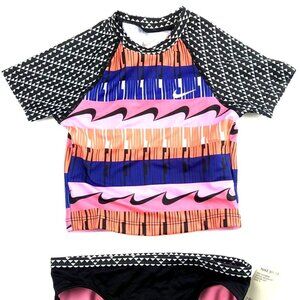 Nike Girls Crop Top Rash Guard Shirt And Bikini Bottom Set Multicolor Size Small